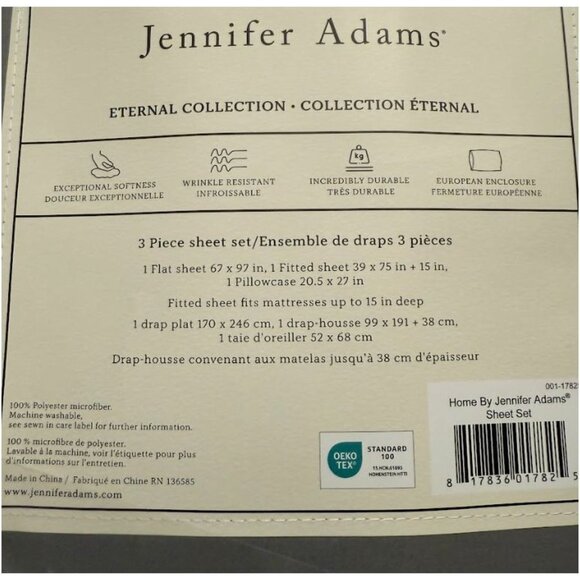 Twin Graphite Eternal Sheet Set by Jennifer Adams - Picture 2 of 3